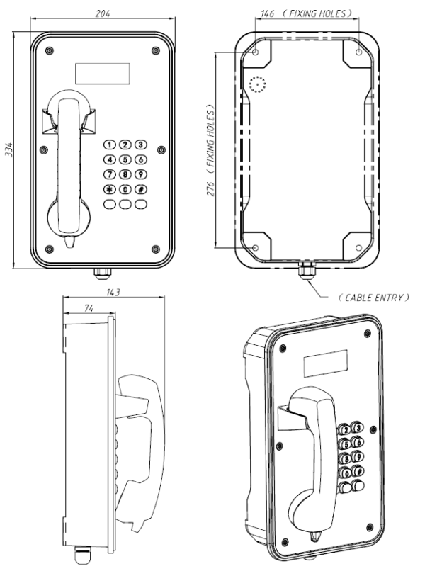 Drawing Telefono Industrial JR105-FK